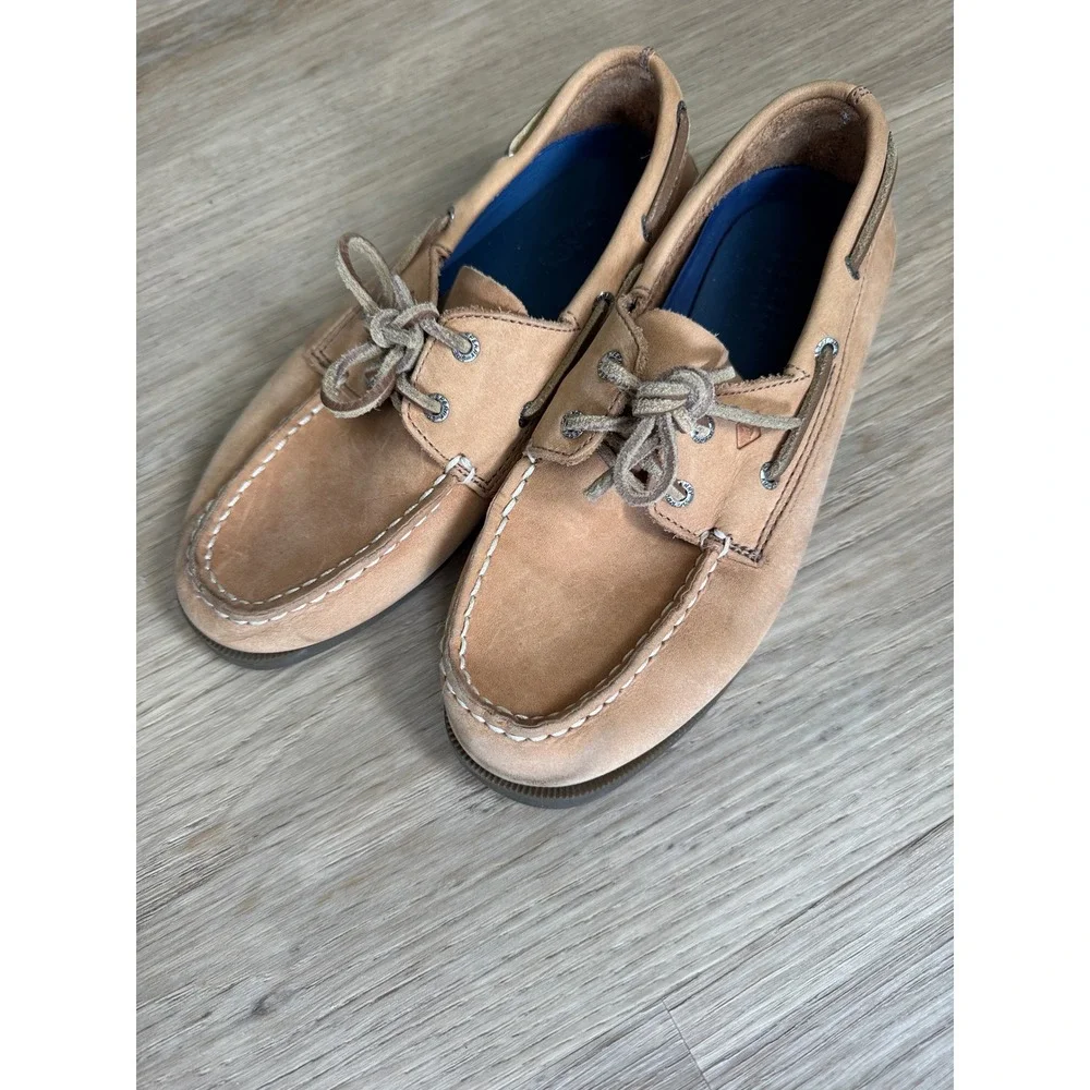 Sperry Top-Sider Boys AO Boat Shoes Tan Leather Moccasin Loafers YB27284 Size 3M